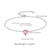1pc Hearts Bracelet For Women Girls, Zirconia Birthstone Bracelets 925 Sterling Silver Anklets Elegant Chain Jewelry Gift For Her Mom Wife Girlfriend Birthday Anninversary Dating Valentine's Day Gifts, Mother's Day Gifts - Heart-shaped - View 16