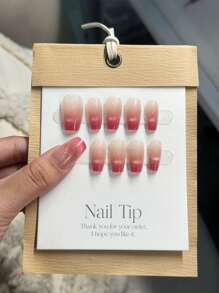 使用長t字型亮面貓眼法式塑膠美甲指甲,方便簡單地升級您的造型,1對/10片,非常適合派對,跳舞和日常穿著 - 彩色 - 查看 2