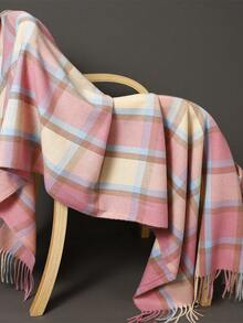 1入組200*70cm經典款式加厚&大中性圍巾帶格紋圖案適用於四季,理想適用於空調房間和優雅和流行可用在各種各樣顏色(藍色的,咖啡,棕色的,粉色的,灰色的,黑色,白色,紅色的) - 淺粉色 - 查看 3