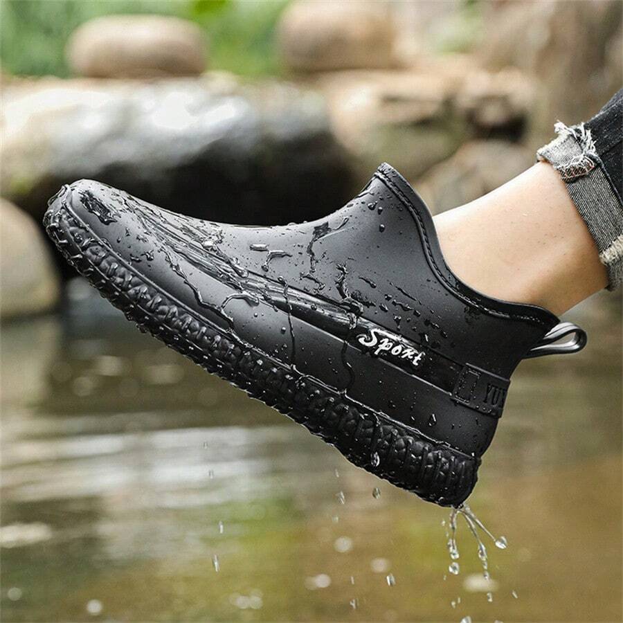 Botas De Lluvia Impermeables Para Hombres - Negro - Ver 1