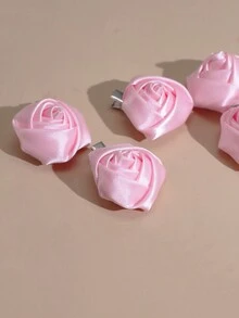 6 Piezas Pinzas Para El Cabello Con Forma De Rosa, Color Rosa - Rosa - Ver 3