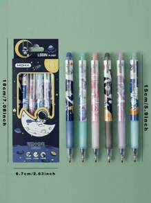 6入組可愛的卡通設計便攜式擦除筆 - 藍色 - 查看 6