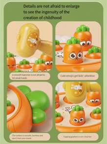 1 pieza Juguete Toddler Whack-A-Mole, Juego de martilleo de conejo de madera, Juguete de aprendizaje temprano interactivo, Acrílico colorido, Excelente regalo para bebés niños y niñas de 0 a 12 meses - Naranja - Ver 5