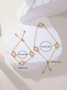 Conjunto de pulsera y tobillera con forma de trébol calado y decorado con rhinestones (se venden por separado) - Regalo para San Valentín, mamá, madre, Día de la Madre