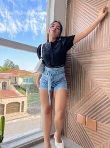 Women Tops - 黑色 - 查看 3