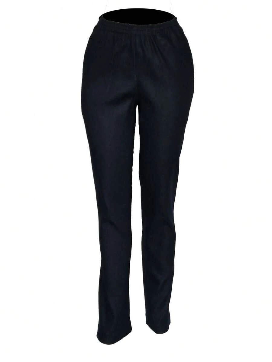 Pantalón de resorte en cintura con bolsas en mezclilla strech - Negro - Ver 1