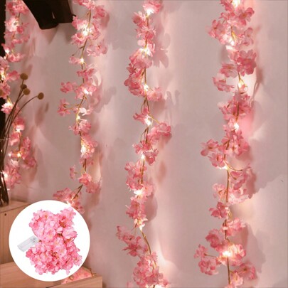 1 pieza de luces de hadas de guirnalda de flores artificiales de cerezo con 20LED para decoración de pared de dormitorio, hogar, boda y fiesta