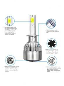 Kit de conversion LED H1 luces delanteras COB 6000k para coche 12V - Blanco - Ver 4