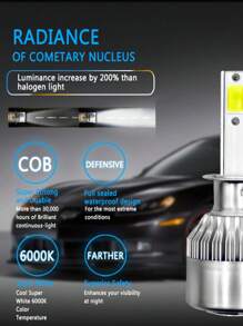 Kit de conversion LED H1 luces delanteras COB 6000k para coche 12V - Blanco - Ver 2