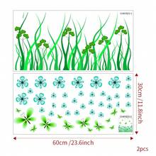 2入組綠色藤蔓水草蝴蝶裝飾貼紙,自粘式可移式pvc貼紙,適用於客廳臥室裝飾貼紙