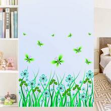 2入組綠色藤蔓水草蝴蝶裝飾貼紙,自粘式可移式pvc貼紙,適用於客廳臥室裝飾貼紙
