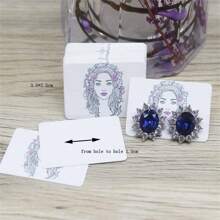 100pcs/pack 3.5x2.5cm White Cardboard Jewelry Display Cards For Women/girls With Earring Holes, Display Accessories For Jewelry Sets - brown face - View 2