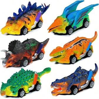6 Dinosaur Toy Rally Cars Suitable For 3-5 Year Old Children Boys Dinosaur Toys Monster Truck Toys Boy Toys Birthday Party Dinosaur Game Gifts Christmas Gifts