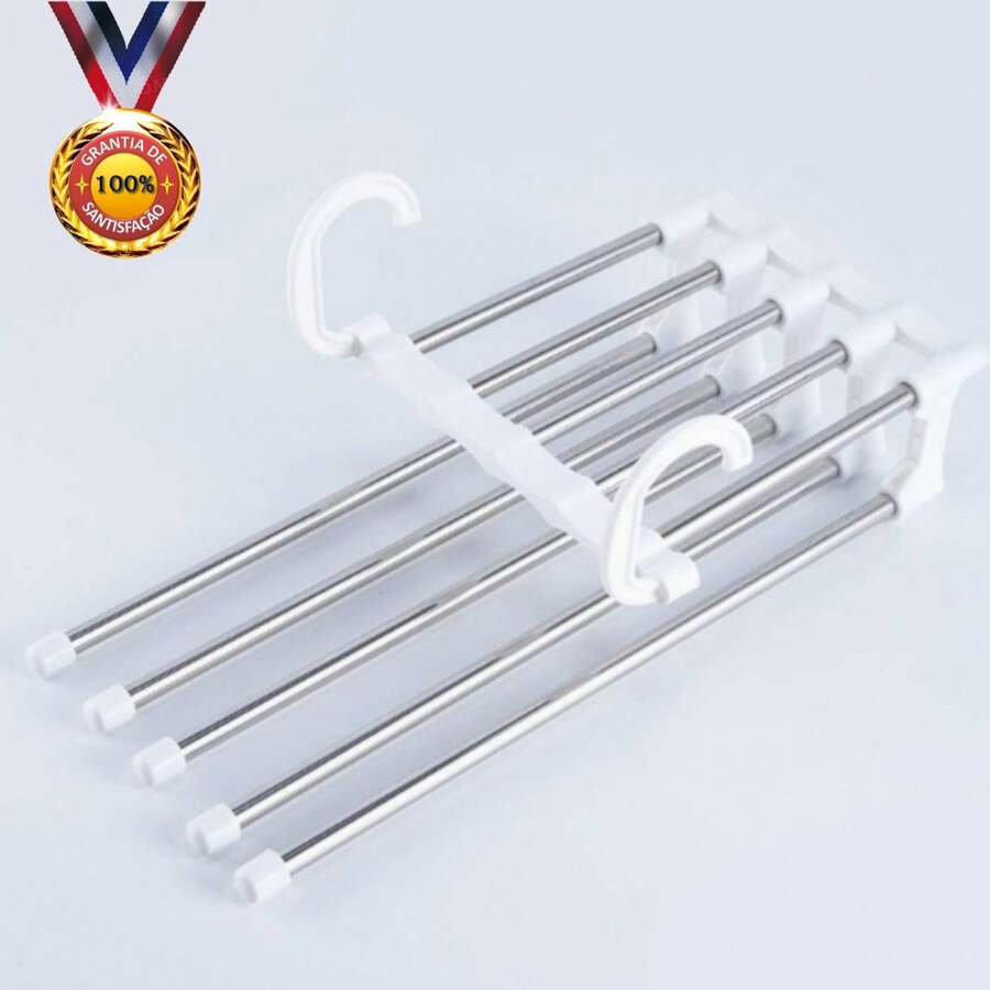 Multifunctional Stainless Steel Adjustable Trouser Rack, Towel Rack, Wardrobe Rack - White - View 1