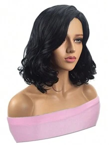 Pelo Corto Negro Ondulado Rizado - Negro - Ver 1