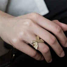 1pc Sterling Silver Butterfly Decor Adjustable Open Ring, Suitable For Daily Wear