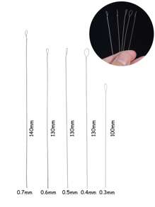 10入組珠子針,不鏽鋼大眼針,適用於串珠和串線珠寶工具 - 銀灰色 - 查看 2