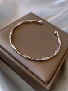 Andkiss 1pc Twisted Open Cuff Bracelet - Silver - View 3