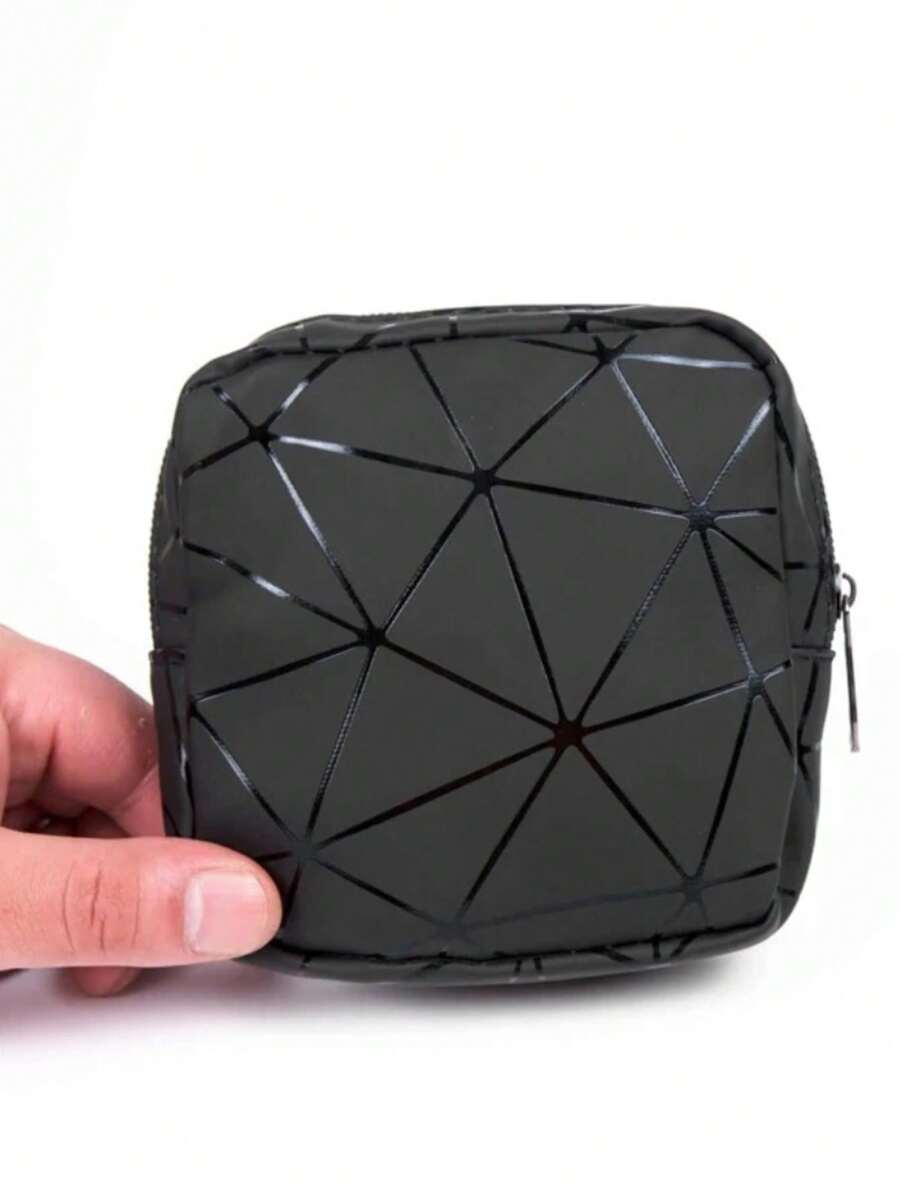 1pc Geometric Pattern Sanitary Pad Storage Bag For Travel Storage Bag,Makeup Bag,Cosmetic Bag,Vacation Organizer,Large Capacity Makeup Organizer Makeup Case, For Lipstick, Brush, Skincare, Mobile Phone, Coin, Small Items, For Home,Gift,Vacation And Festival Halloween Christmas Multifunctional Use,Boho Vibes