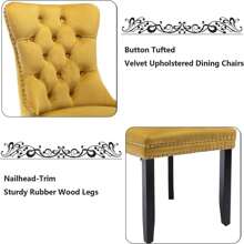 2/4/6 Piece Set Velvet Upholstered Dining Chairs, Wingback  Side Chairs Button Tufted With Solid Wood Legs For Kitchen,Dining Room. - Vàng - Xem 5