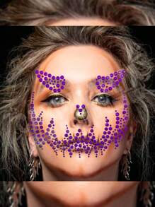 Pedrería Stickers Diamantes Perlas Cara Tatto Catrina 6 Pzs - Multicolor - Ver 5