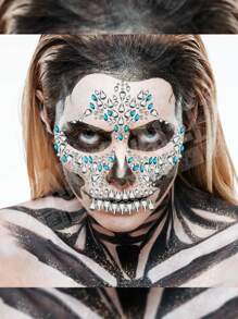 Pedrería Stickers Diamantes Perlas Cara Tatto Catrina 6 Pzs - Multicolor - Ver 4