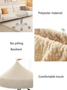 YIMEIS 1pc Corn Kernel Beige Round Stool Cover, Simple Elastic Chair Cover Non-slip Washable Lift Round Chair Cover - Beige - View 7