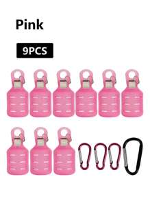 LETOYO 9入組粉色螃蟹魷魚掛鉤保護套裝配有4個卡拉比綫，適用於露營 - 查看 2