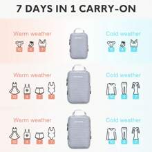 Alameda Compression Packing Cubes, 4pcs Expandable Storage Travel Luggage Bags Organizers-silver grey - Light Grey - View 2