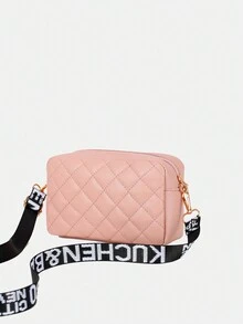 刺繡流蘇裝飾的鏈帶斜背包,pu材質 - 粉色 - 查看 6