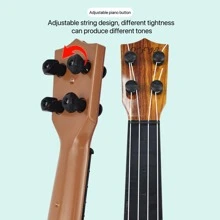 1Pc 35cm Guitar Toy Can Be Used To Play Elementary Instruments With Paddles Simulating Music Toys - Brown - View 3
