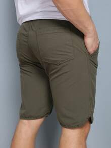 Men Denim Shorts - Army Green - View 2