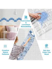 Patrón De Ladrillo Pegatina De Pared 3d Papel Tapiz 10 PCS - Blanco - Ver 5