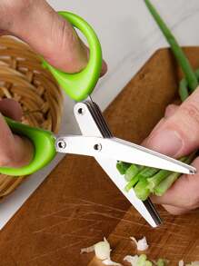 Stainless Steel Scallion & Seafood & Baby Food & Multilayered Scissors, 1pc - Multicolor - View 5
