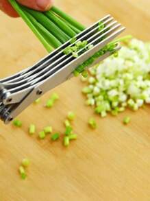 Stainless Steel Scallion & Seafood & Baby Food & Multilayered Scissors, 1pc - Multicolor - View 6
