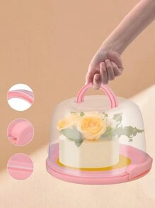 Reusable 8-inch Tall Cake Box With Handle For Birthday Party, Baking And Plastic Packaging Box - Pink - View 4