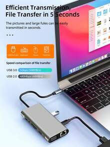 DANYCASE  11合1 USB 3.0 C HUB 87W PD 電源坞站類型C轉接器到4K HDTV相容VGA RJ45 SD/TF PC配件轉接器分配器 - 灰色 - 查看 11