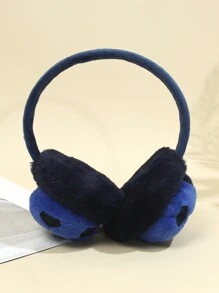 1pc Kids' Soccer Themed Plush Warm Ear Muffs For Outdoor Skiing And Cycling - Navy Blue - View 2