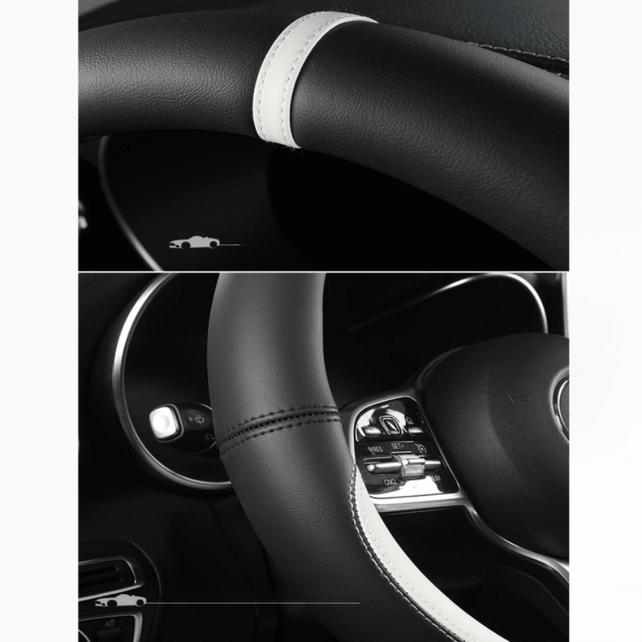 1pc Universal D Shaped Steering Wheel Cover, Inner Diameter 38cm, Black