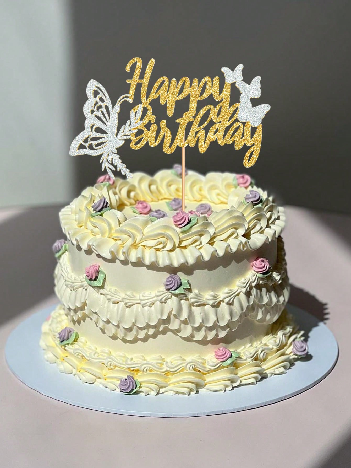 Geburtstag Kuchen Topper 30x44cm - Wimpelkette Aus Leinen Für Torten Dekoration