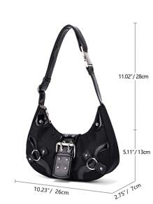 韩式朋克时尚女士单肩包，用途广泛 - 黑色 - 查看 11