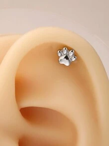 1 Miếng Dễ thương & Đúng mốt Thép không gỉ Thú vật Chân Hình dạng Đinh tán tai Thích hợp Đối với Của phụ nữ Mặc hàng ngày - Bạc - Xem 2