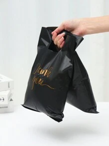 100入組黑色可重複使用購物袋,禮品包裝用品禮袋,適用於感謝禮品、派對、商店、精品店等等! - 黑色 - 查看 3