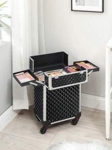 SONGMICS Kosmetiktaschen für Reise-Aufbewahrung, Kosmetiktasche, Kulturtasche, Urlaubsorganizer, Makeup-Organizer mit großem Fassungsvermögen, Makeup-Etui, für Lippenstifte, Pinsel, Hautpflege, Handy, Münzen, kleine Artikel, für Zuhause, als Geschenk, für Urlaub und Festivals, Halloween, Weihnachten, für vielfältige Nutzung - Negro - Ver 1