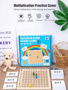 1 Pieza Tabla De Fórmulas De Multiplicación De Nueve Nueve Para Niños De Preescolar, Mesa De Multiplicación De 99 Para Educación Temprana De Matemáticas Juego De Mesa Digital De Madera Y Rompecabezas Para Niños De 3 A 8 Años - Azul - Ver 2