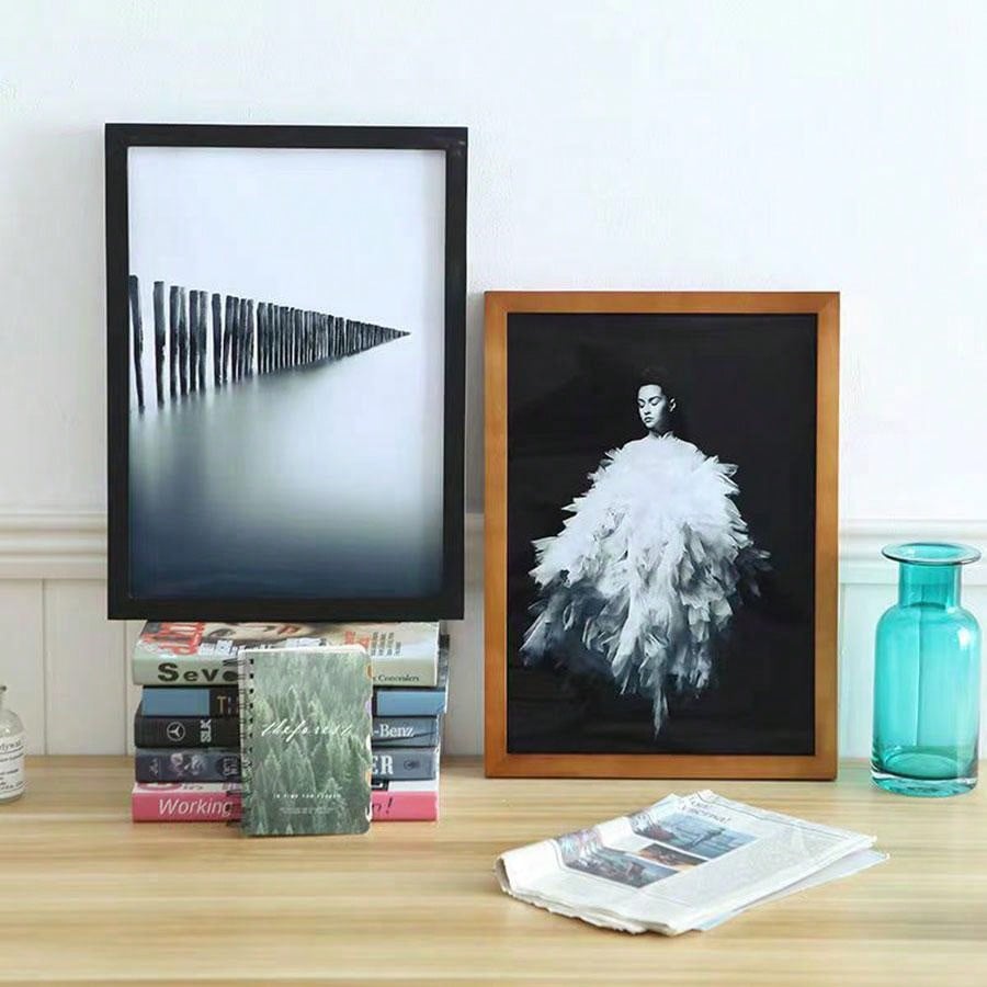 1pc Real Wood A4 Picture Frame With Random Paper Page Pattern