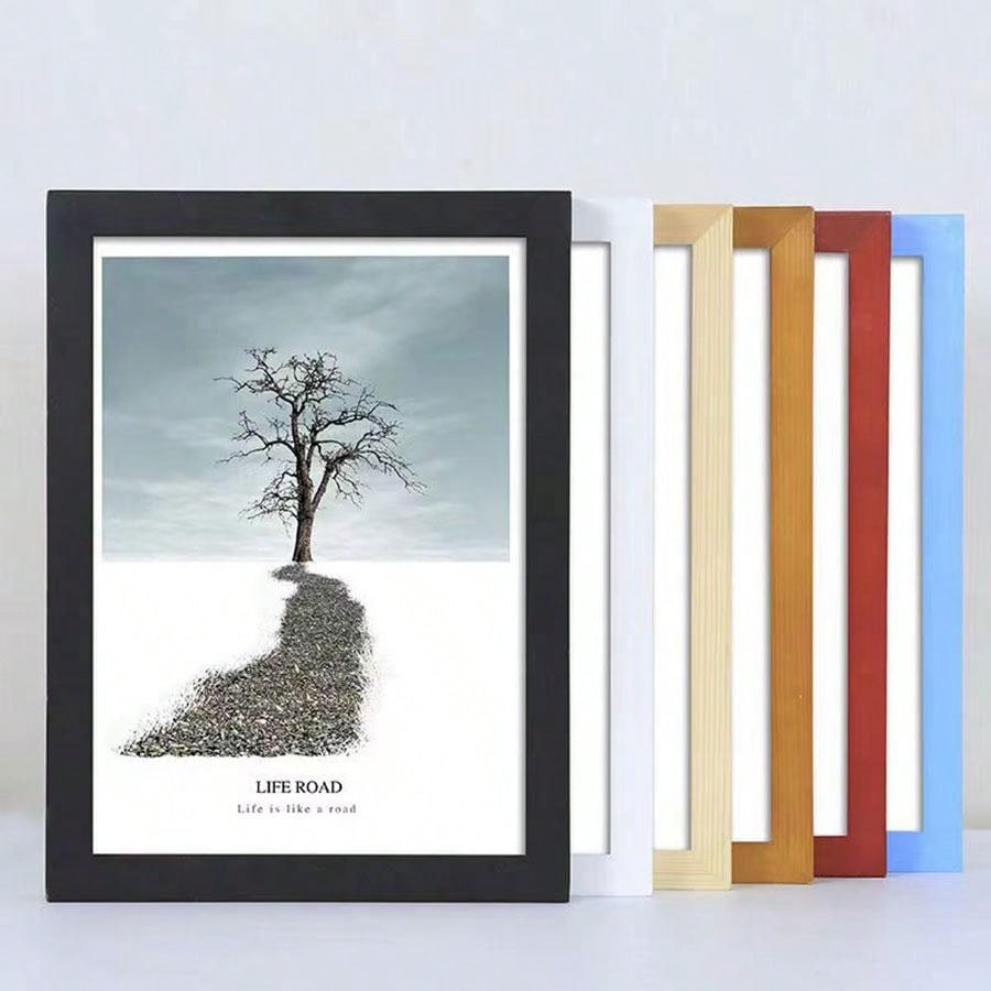 1pc Real Wood A4 Picture Frame With Random Paper Page Pattern