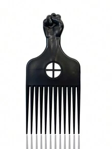 1pc Fashionable Fist-Shaped Black Plastic Comb, Suitable For Barbershop