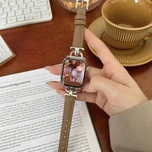1 Pc Becorative Fancy Jewelry Stylish Elegant Slim Leather Loop Compatible With Apple Watch Band For Women Gold Silver Halloween Black Charms Sport Thin 38mm 40mm 41mm 42mm 44mm 45mm 46mm 49mm , Watchband Compatible With Apple Watch Strap Series Ultra 10/9/8/7/6/5/4/3/2/1 SE