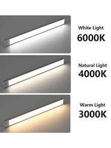 1入組銀色外殼超薄智能人體感應led長條燈,長磁性自粘衣櫥燈條可充電葡萄酒櫥櫃燈條 - 銀色 - 查看 6